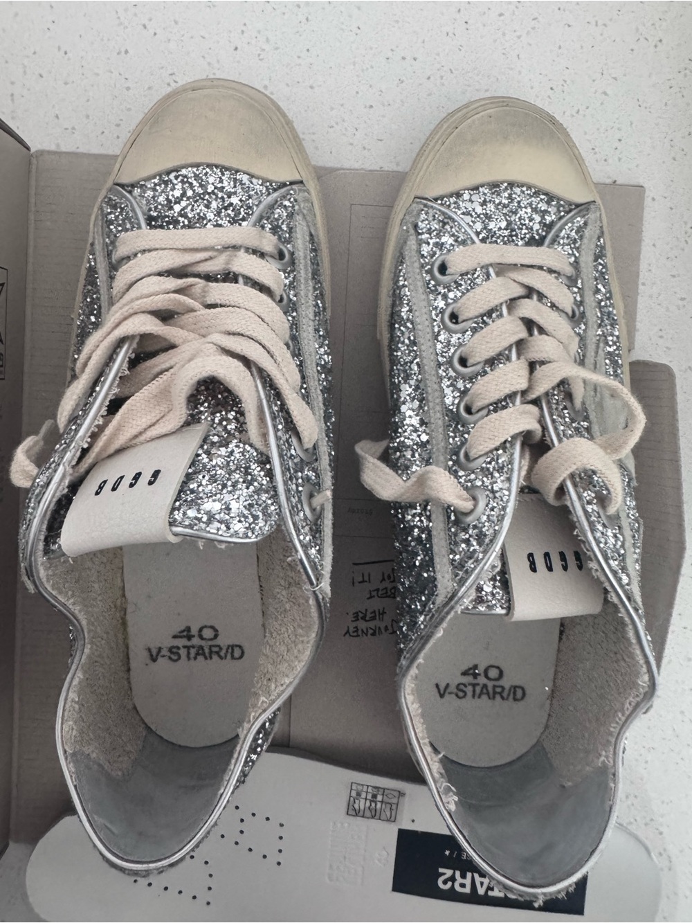 Golden goose Glitter vstar Low-Top Sneakers in Silver